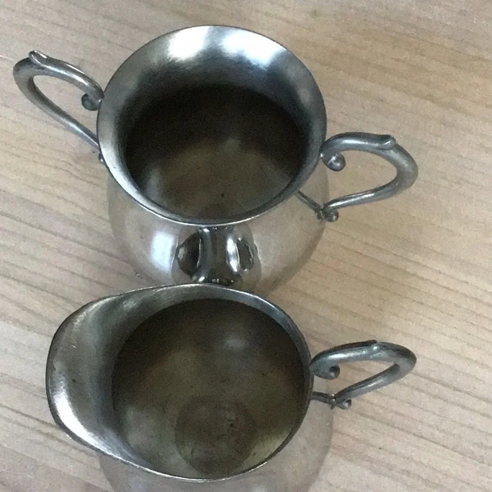 Vintage Raimond Footed Sugar and Creamer Set English Pewter Classic